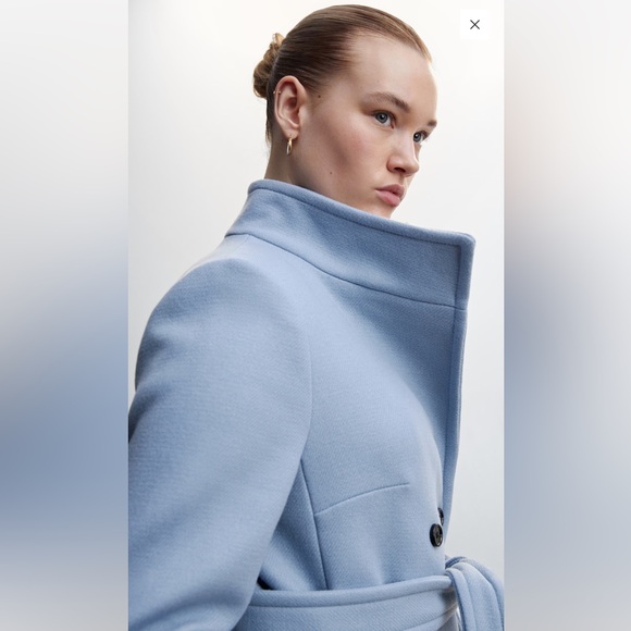 Mango Blue Double-Breasted Coat - Picture 10 of 17